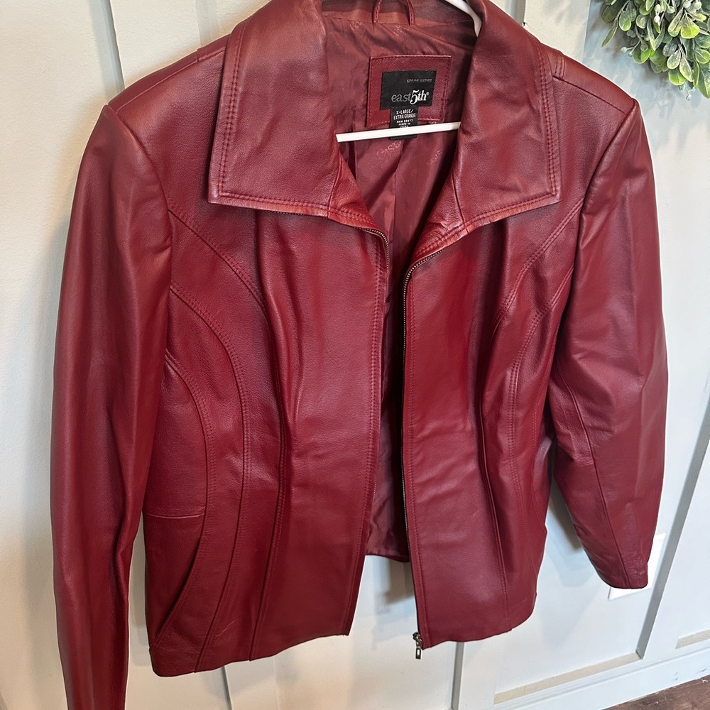 Pretty red genuine leather jackets women’s size XL